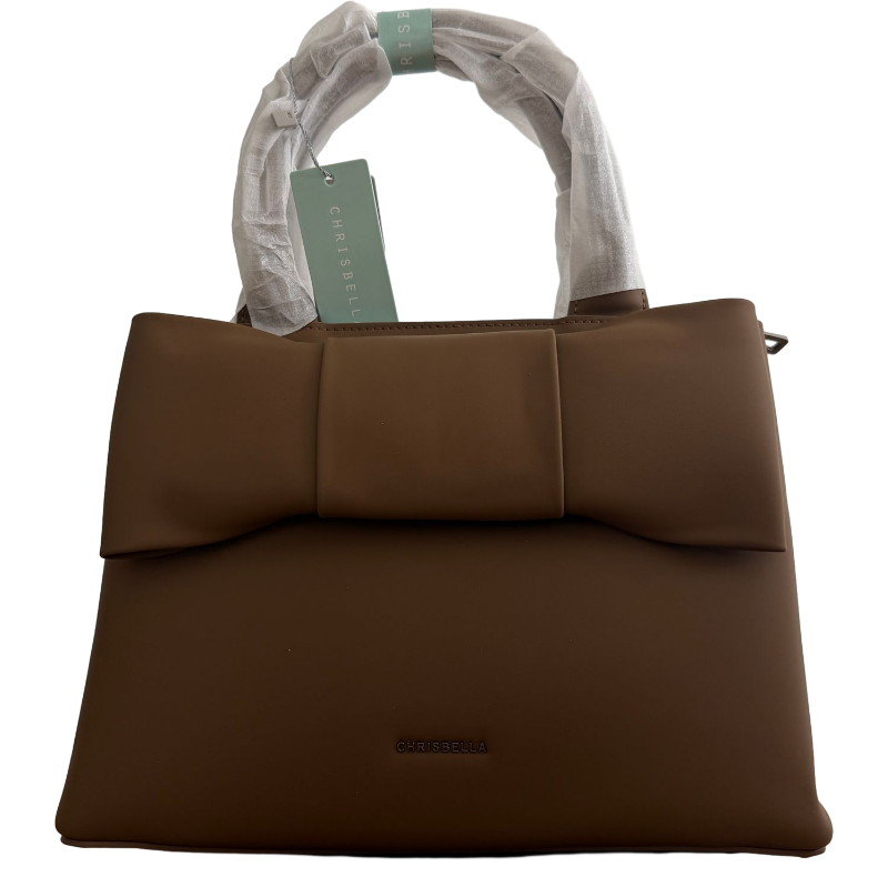 Chrisbella Brown Bow Handbag Set