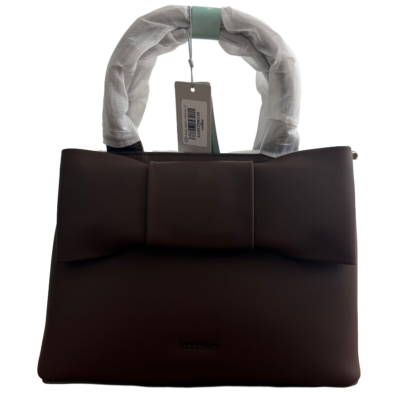 Chrisbella Dark Brown Bow Handbag Set