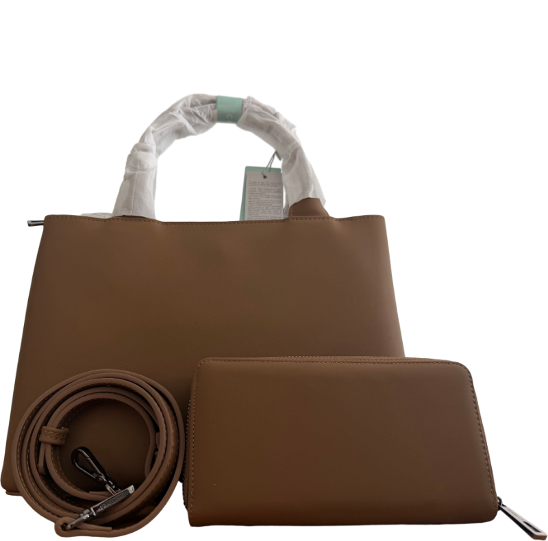 Chrisbella Brown Bow Handbag Set