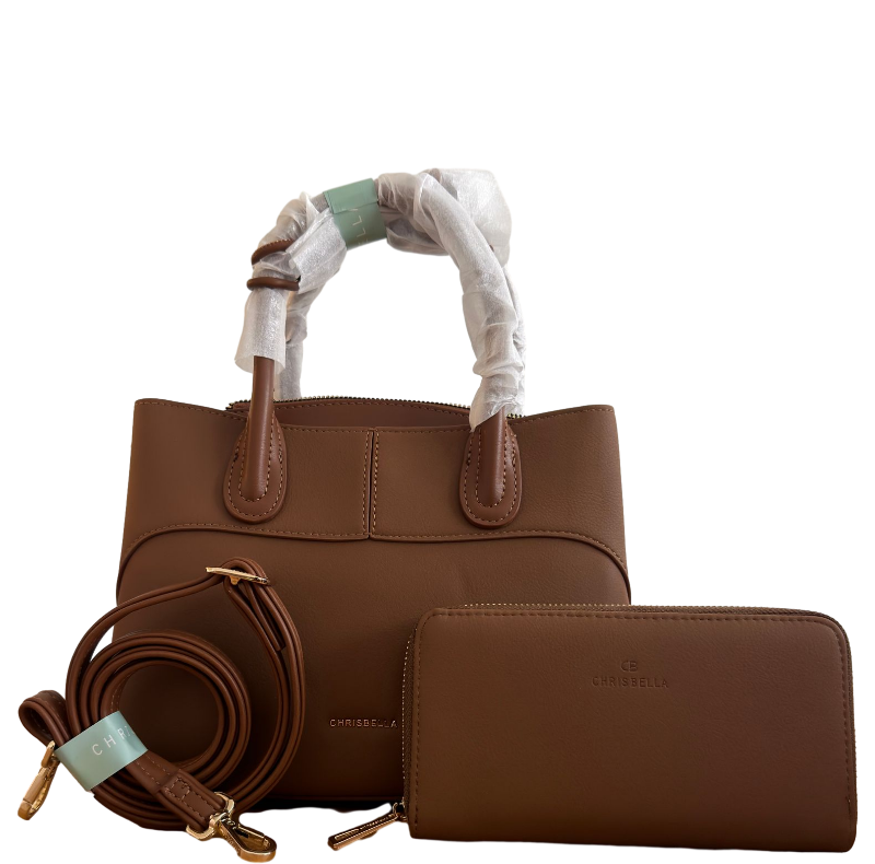 Chrisbella Solace Brown Handbag Set