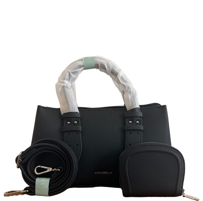 Chrisbella Small Tote - Black Handbag Set